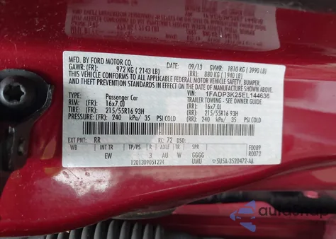 2014 Ford Focus Se из США, поврежденный, VIN 1FADP3K25EL144636